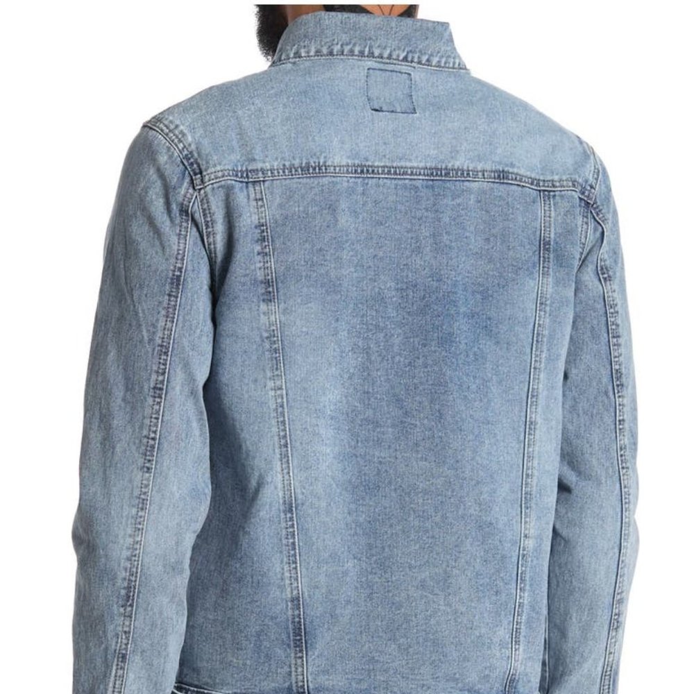 REQUEST Denim Trucker Jacket Men Size Large Blue Denim New - Picture 3 of 8